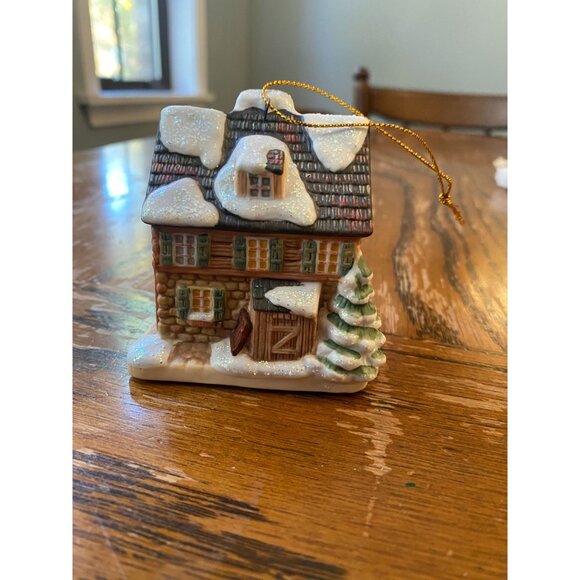 M.J. Hummel Snowy Cottage Christmas Ornament Figurine 2.5" Hand-Painted Porcelai - Picture 4 of 7